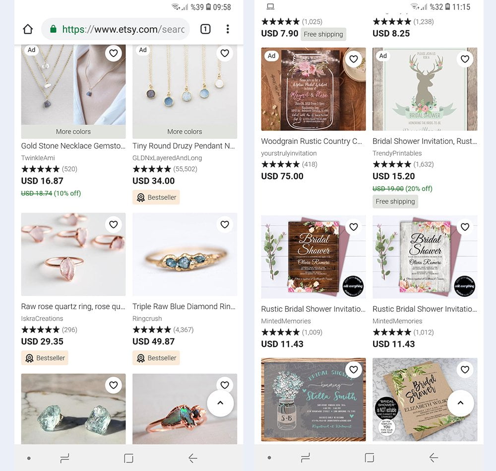 etsy'de ürün fotoğrafı